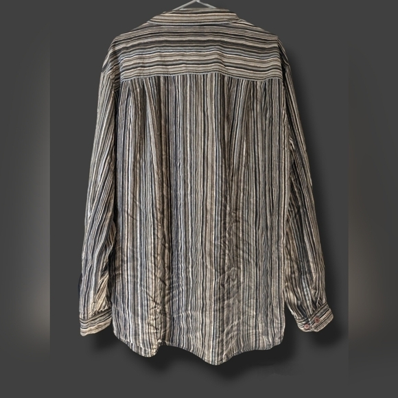 Axis Men's 100% Silk Button-Up Striped Shirt Workwear Office - Picture 2 of 10